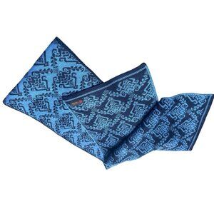 Gjestal Exclusive Norway Nordic Folk Design Knit Scarf Blue Black Wool Luxury